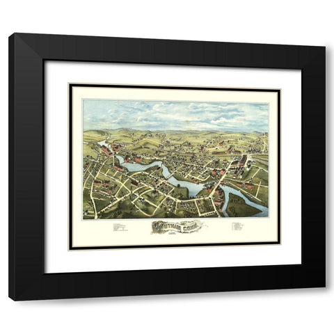 Putnam Connecticut - Bailey 1877  Black Modern Wood Framed Art Print with Double Matting by Bailey
