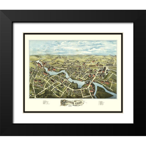 Putnam Connecticut - Bailey 1877  Black Modern Wood Framed Art Print with Double Matting by Bailey