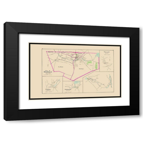 Rockville Connecticut - Hurd 1893 Black Modern Wood Framed Art Print with Double Matting by Hurd