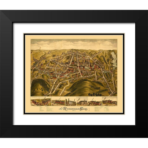 Rockville Connecticut - Bailey 1877  Black Modern Wood Framed Art Print with Double Matting by Bailey