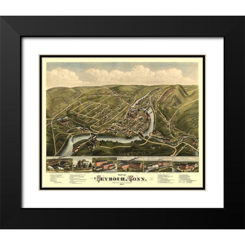 Seymour Connecticut - Bailey 1879  Black Modern Wood Framed Art Print with Double Matting by Bailey