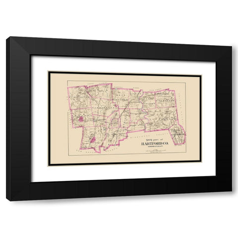 Hartford  South Connecticut - Hurd 1893 Black Modern Wood Framed Art Print with Double Matting by Hurd