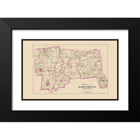 Hartford  South Connecticut - Hurd 1893 Black Modern Wood Framed Art Print with Double Matting by Hurd