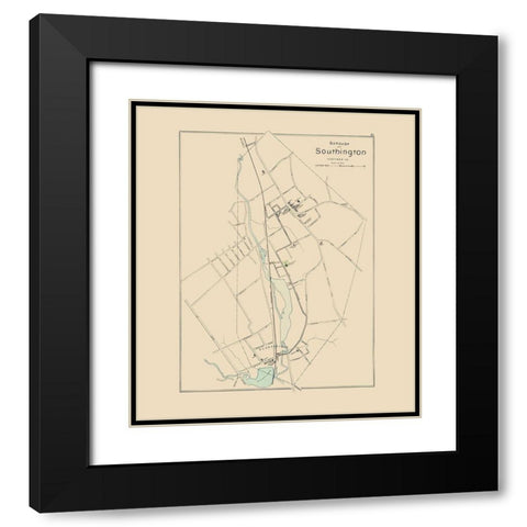 Southington Connecticut - Hurd 1893 Black Modern Wood Framed Art Print with Double Matting by Hurd