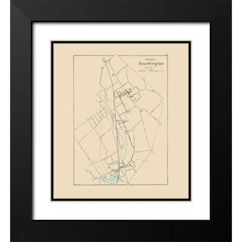 Southington Connecticut - Hurd 1893 Black Modern Wood Framed Art Print with Double Matting by Hurd