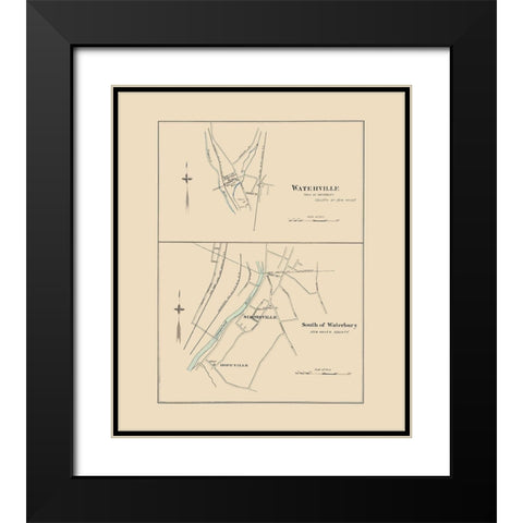 South of Waterbury Connecticut - Hurd 1893 Black Modern Wood Framed Art Print with Double Matting by Hurd