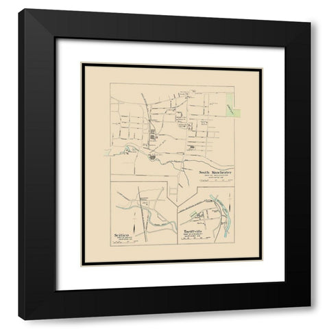 Manchester, South Connecticut - Hurd 1893 Black Modern Wood Framed Art Print with Double Matting by Hurd