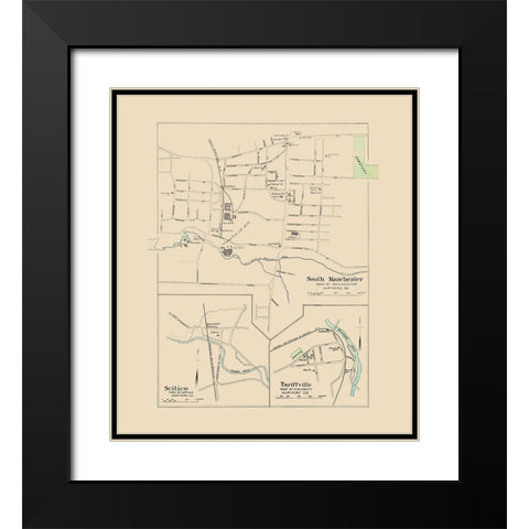 Manchester, South Connecticut - Hurd 1893 Black Modern Wood Framed Art Print with Double Matting by Hurd