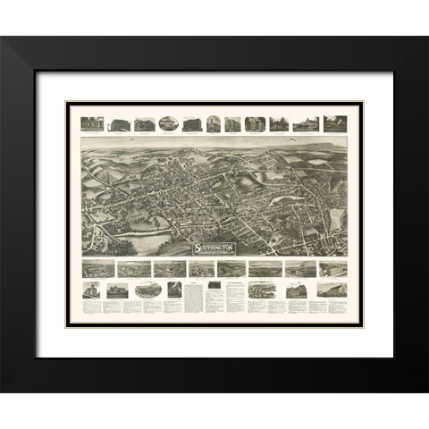 Southington Connecticut - Bailey 1914  Black Modern Wood Framed Art Print with Double Matting by Bailey