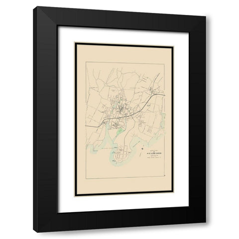 Stamford Connecticut - Hurd 1893 Black Modern Wood Framed Art Print with Double Matting by Hurd