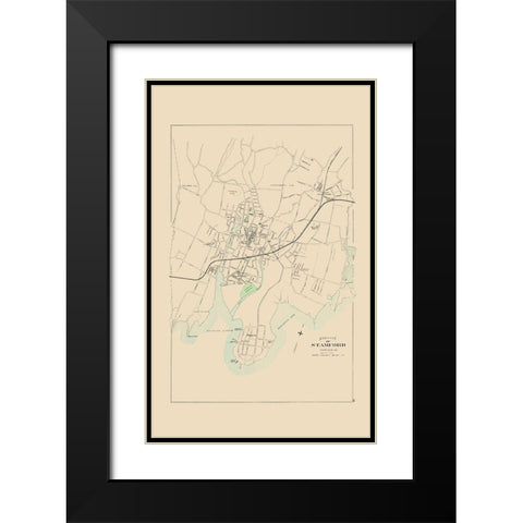 Stamford Connecticut - Hurd 1893 Black Modern Wood Framed Art Print with Double Matting by Hurd