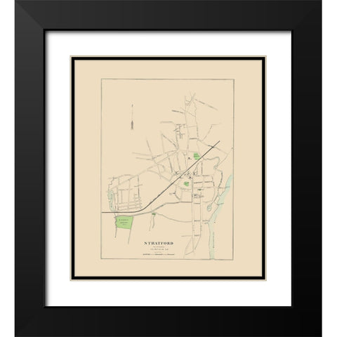 Stratford Connecticut - Hurd 1893 Black Modern Wood Framed Art Print with Double Matting by Hurd