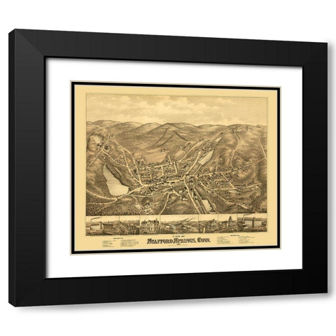 Stafford Springs Connecticut - Bailey 1878  Black Modern Wood Framed Art Print with Double Matting by Bailey