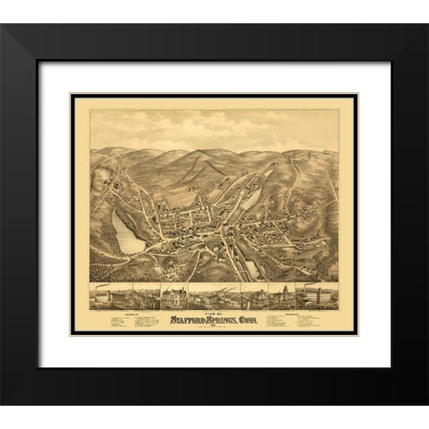 Stafford Springs Connecticut - Bailey 1878  Black Modern Wood Framed Art Print with Double Matting by Bailey