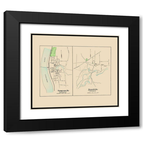 Thompsonville, Hazardville Connecticut - Hurd 1893 Black Modern Wood Framed Art Print with Double Matting by Hurd