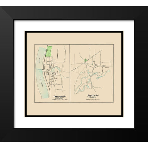 Thompsonville, Hazardville Connecticut - Hurd 1893 Black Modern Wood Framed Art Print with Double Matting by Hurd