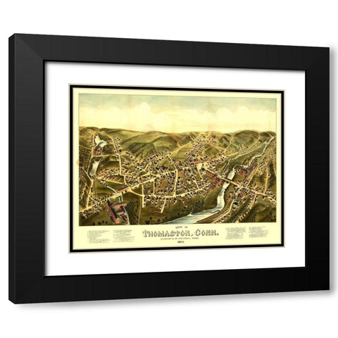 Thomaston Connecticut - Bailey 1879  Black Modern Wood Framed Art Print with Double Matting by Bailey