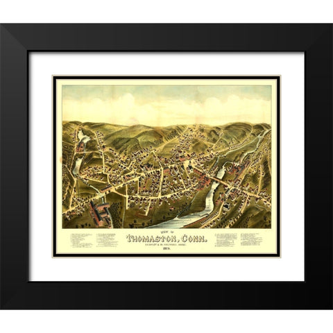 Thomaston Connecticut - Bailey 1879  Black Modern Wood Framed Art Print with Double Matting by Bailey