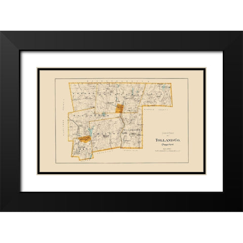 Tolland  North Connecticut - Hurd 1893 Black Modern Wood Framed Art Print with Double Matting by Hurd