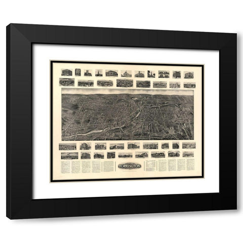 Torrington Connecticut - Bailey 1907  Black Modern Wood Framed Art Print with Double Matting by Bailey