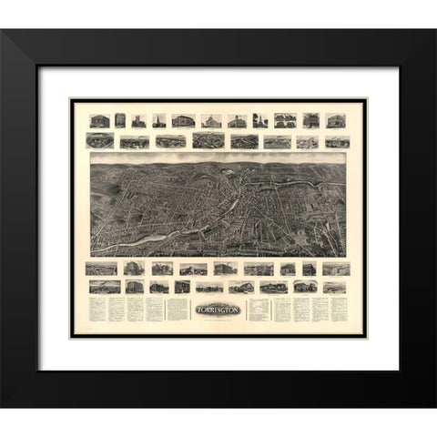 Torrington Connecticut - Bailey 1907  Black Modern Wood Framed Art Print with Double Matting by Bailey