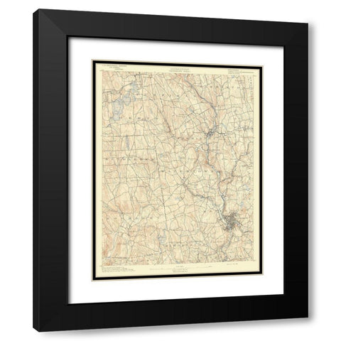 Waterbury Connecticut Sheet - USGS 1892 Black Modern Wood Framed Art Print with Double Matting by USGS