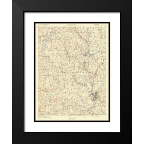 Waterbury Connecticut Sheet - USGS 1892 Black Modern Wood Framed Art Print with Double Matting by USGS