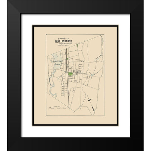 Wallingford Connecticut - Hurd 1893 Black Modern Wood Framed Art Print with Double Matting by Hurd
