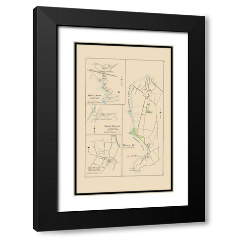 Stony Creek, Ward 15, Yalesville Connecticut Black Modern Wood Framed Art Print with Double Matting by Hurd