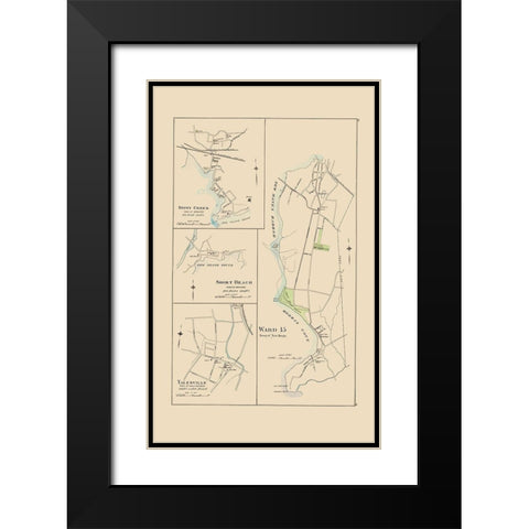 Stony Creek, Ward 15, Yalesville Connecticut Black Modern Wood Framed Art Print with Double Matting by Hurd