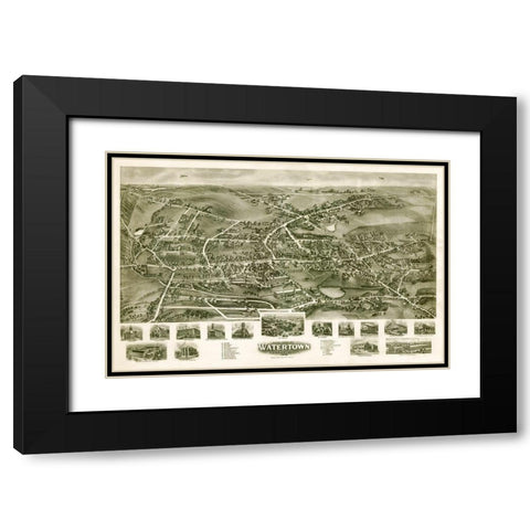 Watertown Connecticut - Bailey 1918  Black Modern Wood Framed Art Print with Double Matting by Bailey