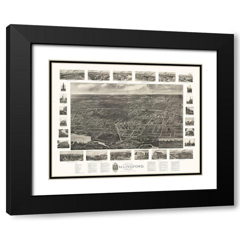 Wallingford Connecticut - Bailey 1905  Black Modern Wood Framed Art Print with Double Matting by Bailey