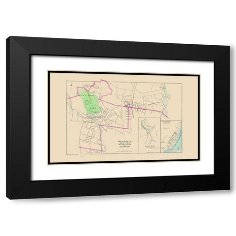 Westville Connecticut - Hurd 1893 Black Modern Wood Framed Art Print with Double Matting by Hurd