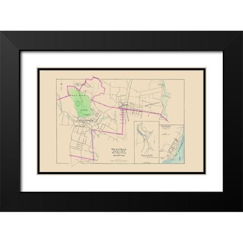 Westville Connecticut - Hurd 1893 Black Modern Wood Framed Art Print with Double Matting by Hurd