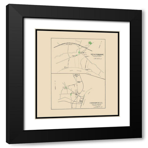Westbrook, Cromwell Connecticut - Hurd 1893 Black Modern Wood Framed Art Print with Double Matting by Hurd