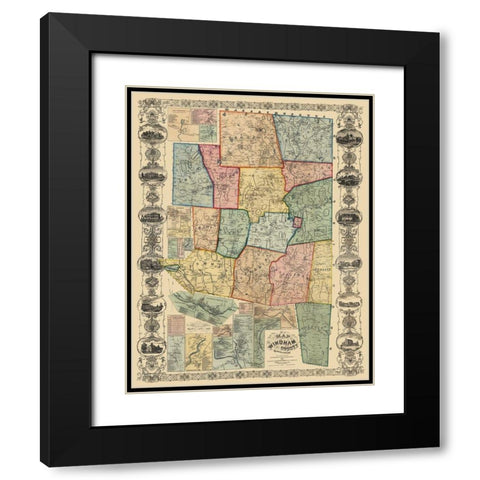 Windham Connecticut Landowner - Woodford 1855 Black Modern Wood Framed Art Print with Double Matting by Woodford