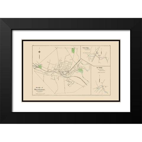Wiillimantic Connecticut - Hurd 1893 Black Modern Wood Framed Art Print with Double Matting by Hurd