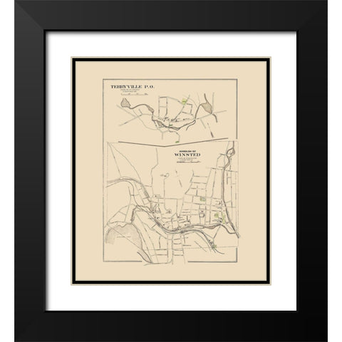 Winsted Connecticut - Hurd 1893 Black Modern Wood Framed Art Print with Double Matting by Hurd