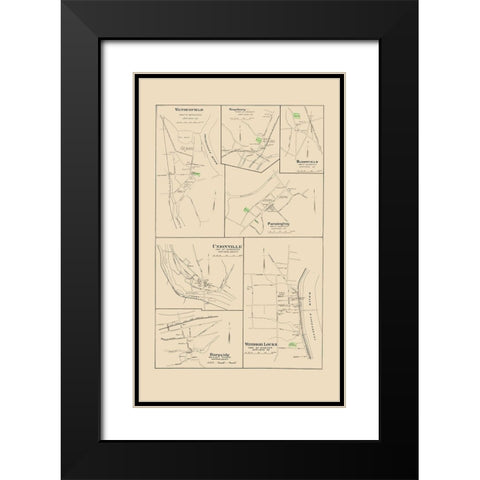 Windsor Locks, Wetherfield, Farmington Connecticut Black Modern Wood Framed Art Print with Double Matting by Hurd