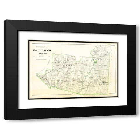 Windham  South Connecticut - Hurd 1851 Black Modern Wood Framed Art Print with Double Matting by Hurd