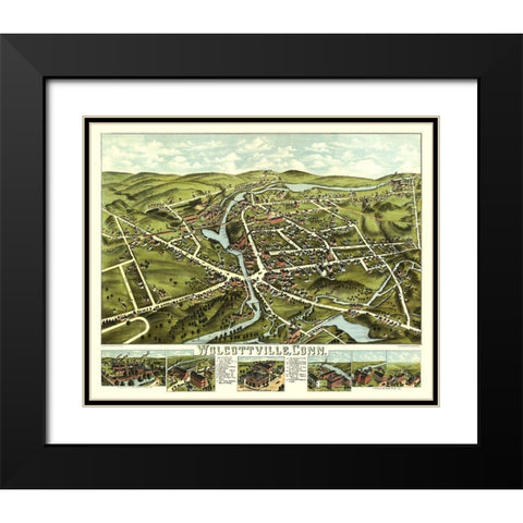 Wolcottville Connecticut - Bailey 1875  Black Modern Wood Framed Art Print with Double Matting by Bailey
