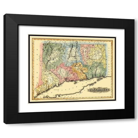 Connecticut - Lucas 1823 Black Modern Wood Framed Art Print with Double Matting by Lucas