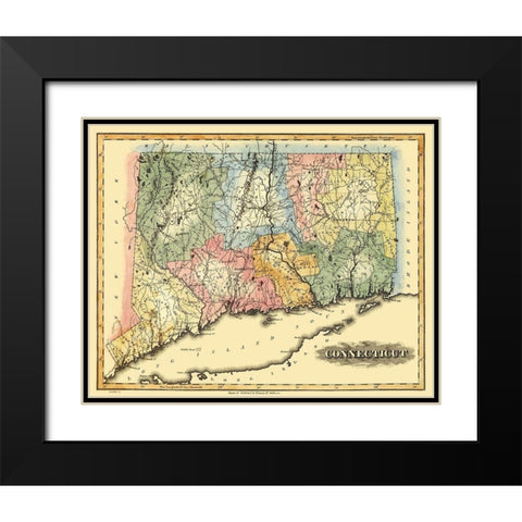 Connecticut - Lucas 1823 Black Modern Wood Framed Art Print with Double Matting by Lucas