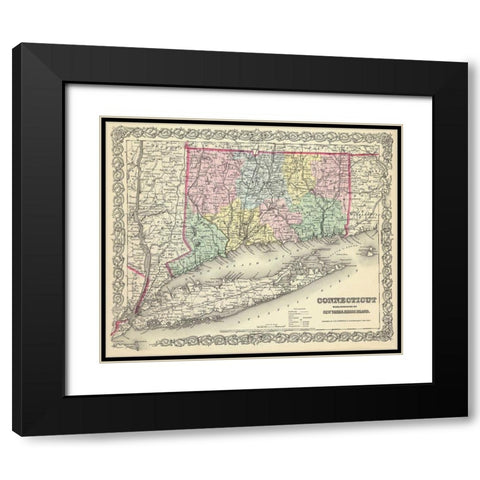 Connecticut - Colton 1856 Black Modern Wood Framed Art Print with Double Matting by Colton