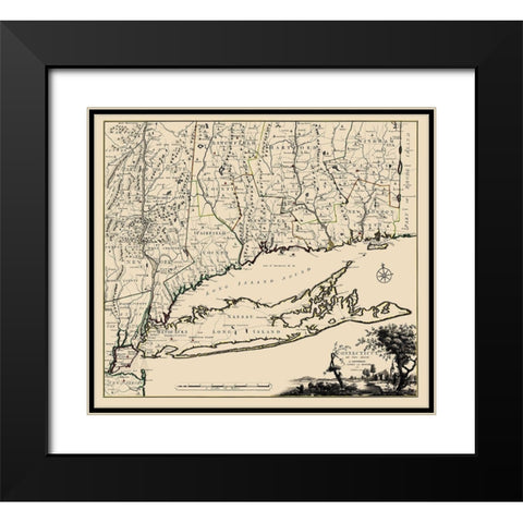 Connecticut, Long Island New York - Covens 1780 Black Modern Wood Framed Art Print with Double Matting by Covens