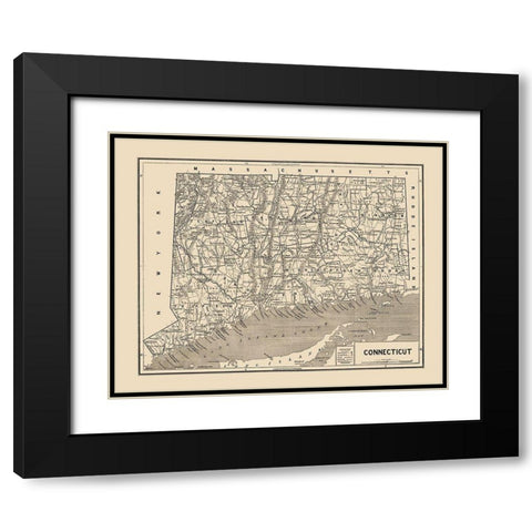 Connecticut - Hurd 1893 Black Modern Wood Framed Art Print with Double Matting by Hurd