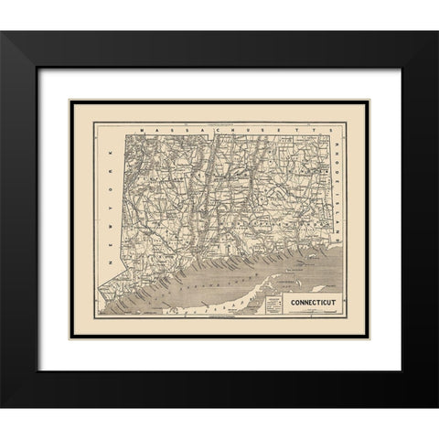 Connecticut - Hurd 1893 Black Modern Wood Framed Art Print with Double Matting by Hurd