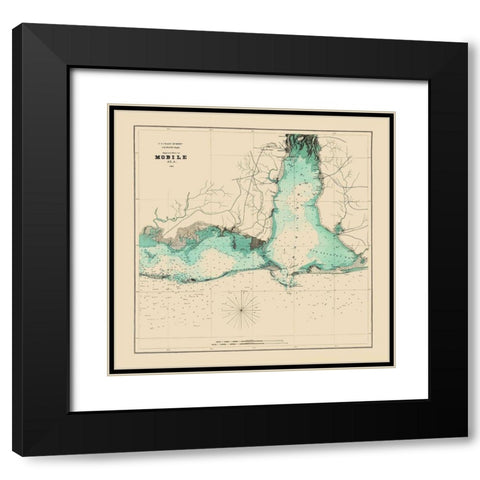 Approaches to Mobile Alabama - Bache 1864 Black Modern Wood Framed Art Print with Double Matting by Bache