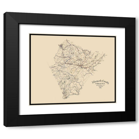 Albemarle County Virginia - Hotchkiss 1867 Black Modern Wood Framed Art Print with Double Matting by Hotchkiss