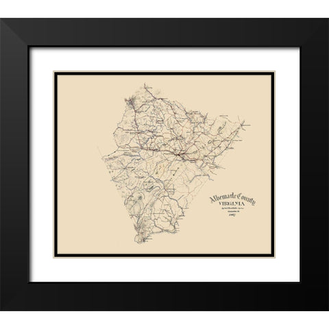 Albemarle County Virginia - Hotchkiss 1867 Black Modern Wood Framed Art Print with Double Matting by Hotchkiss